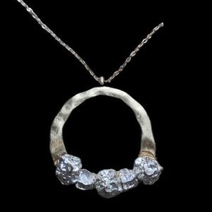 Gold Tone Wire Wrapped Silver Nugget Costume Jewelry Necklace